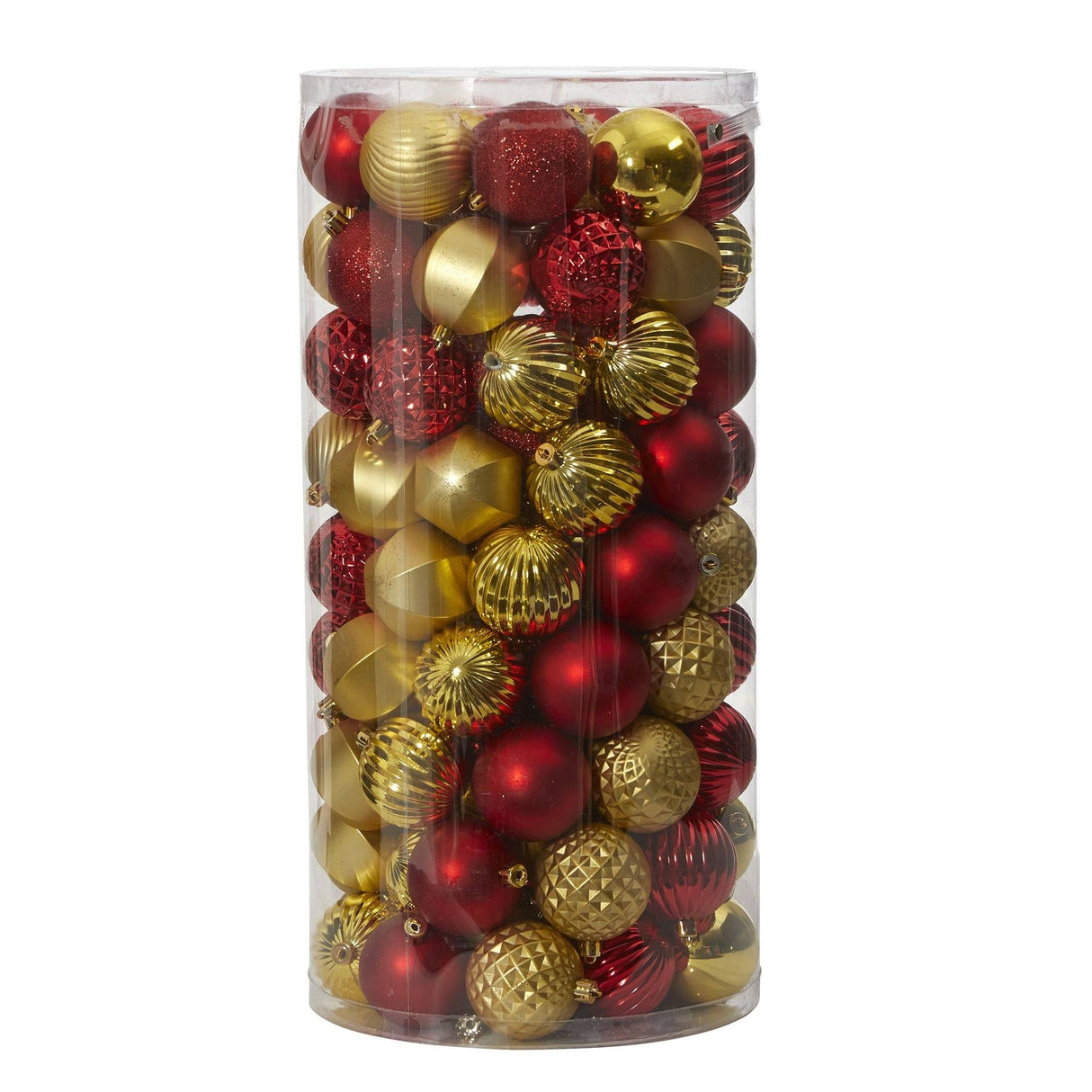 Holiday Shatterproof, 101 Count Christmas Tree Ornament Set, 60mm with Re-Useable Tube