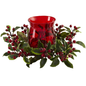 Holly Berry Candle Holder