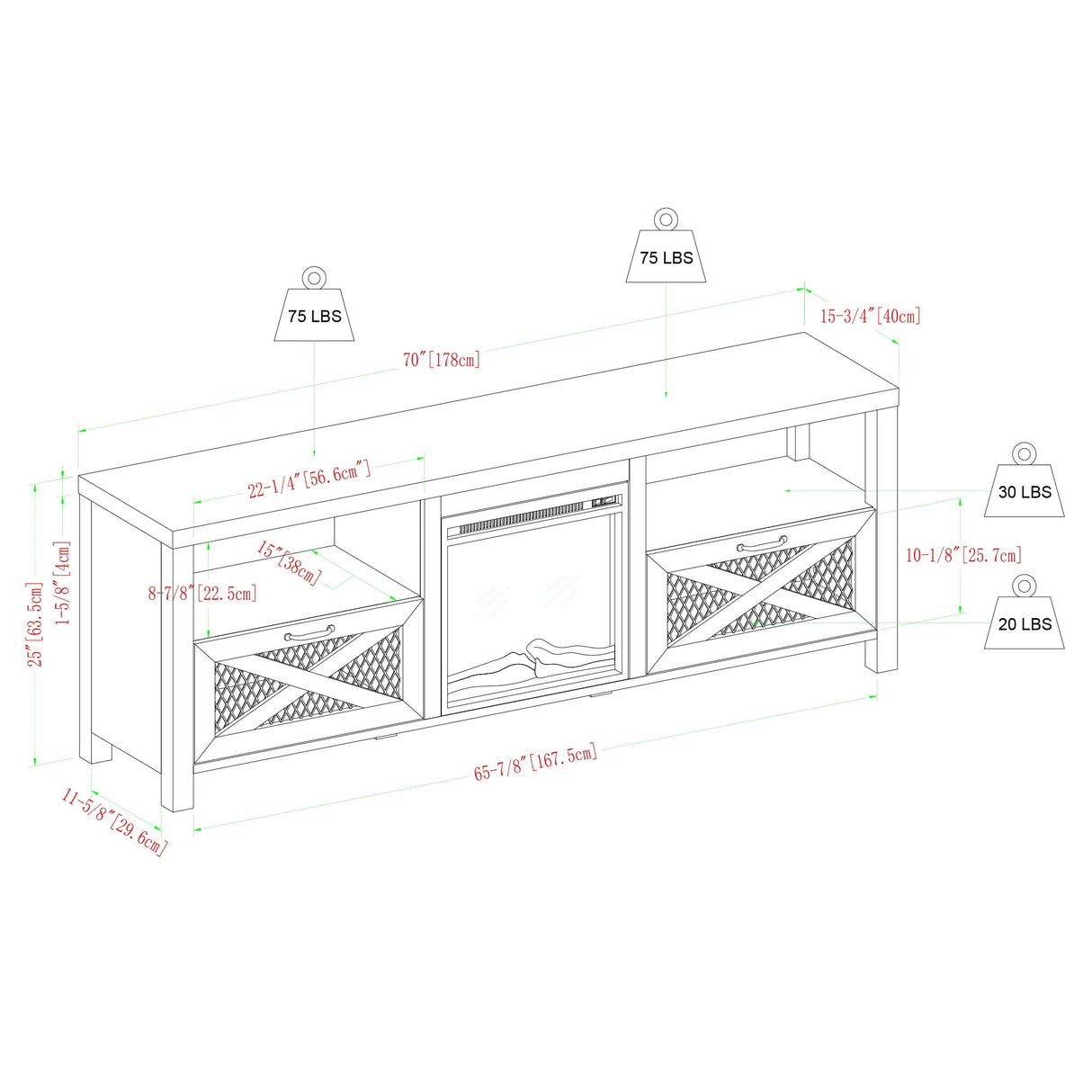 Honesdale Rustic Farmhouse Fireplace TV Stand