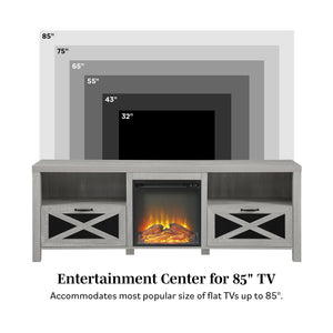 Honesdale Rustic Farmhouse Fireplace TV Stand