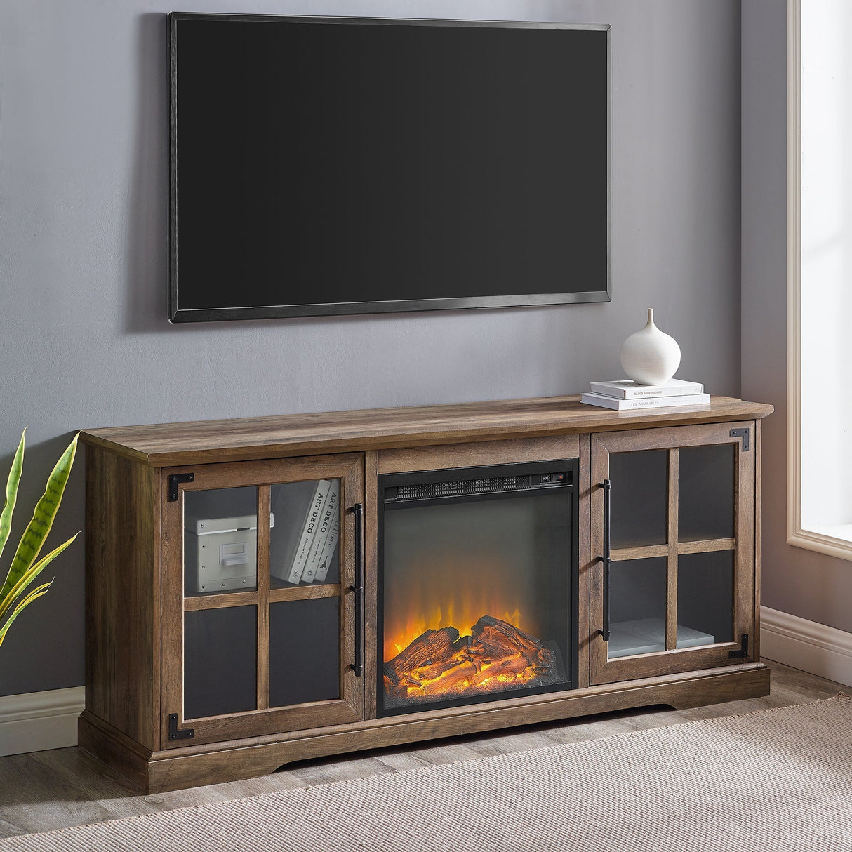 Hoven 2-Door Fireplace TV Console Stand