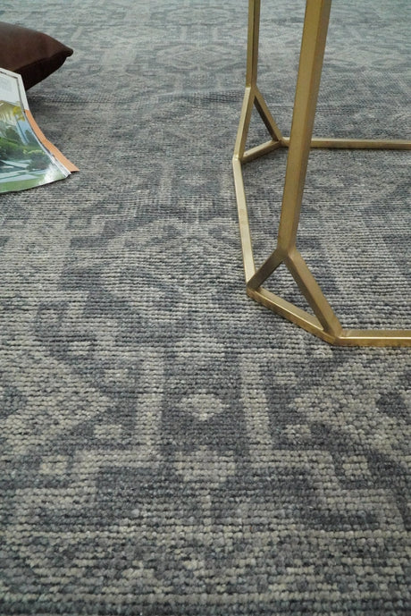 In Stock Antique Finish Hand knotted Silver and Charcoal 8x10 Wool Area Rug