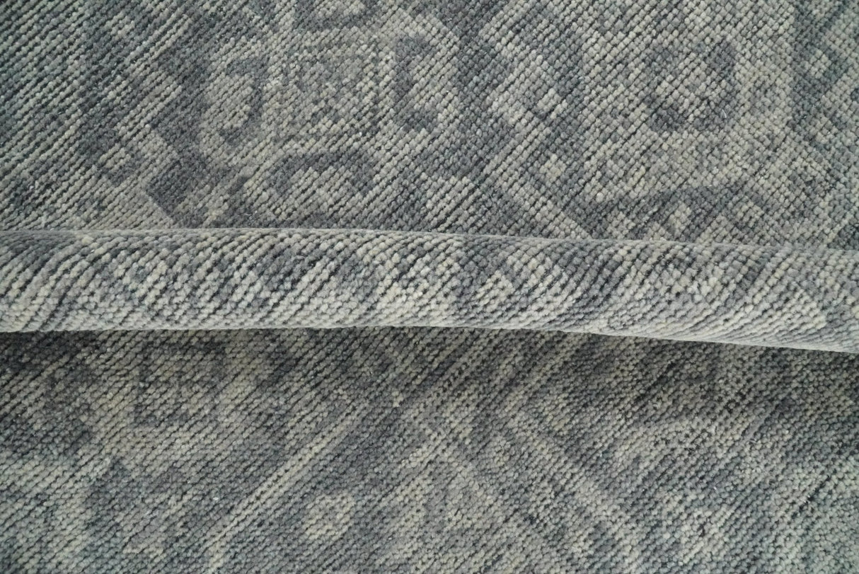In Stock Antique Finish Hand knotted Silver and Charcoal 8x10 Wool Area Rug