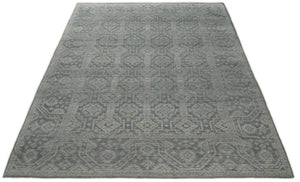 In Stock Antique Finish Hand knotted Silver and Charcoal 8x10 Wool Area Rug