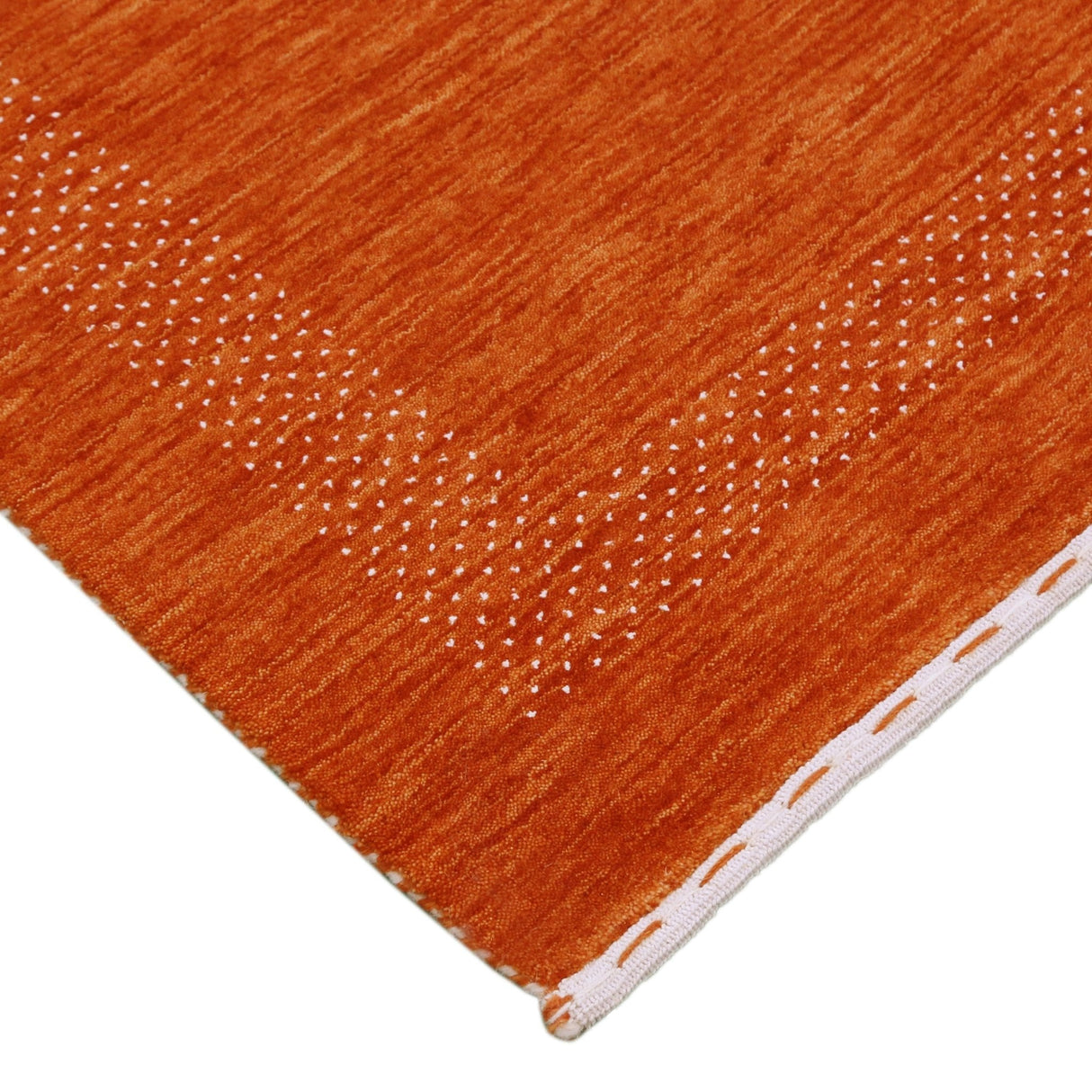 In Stock Orange Contemporary Center Pattern Hand Loomed Wool Rug