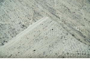 Ivory, Charcoal and Beige 8x10 hand knotted Geometrical wool Area rug