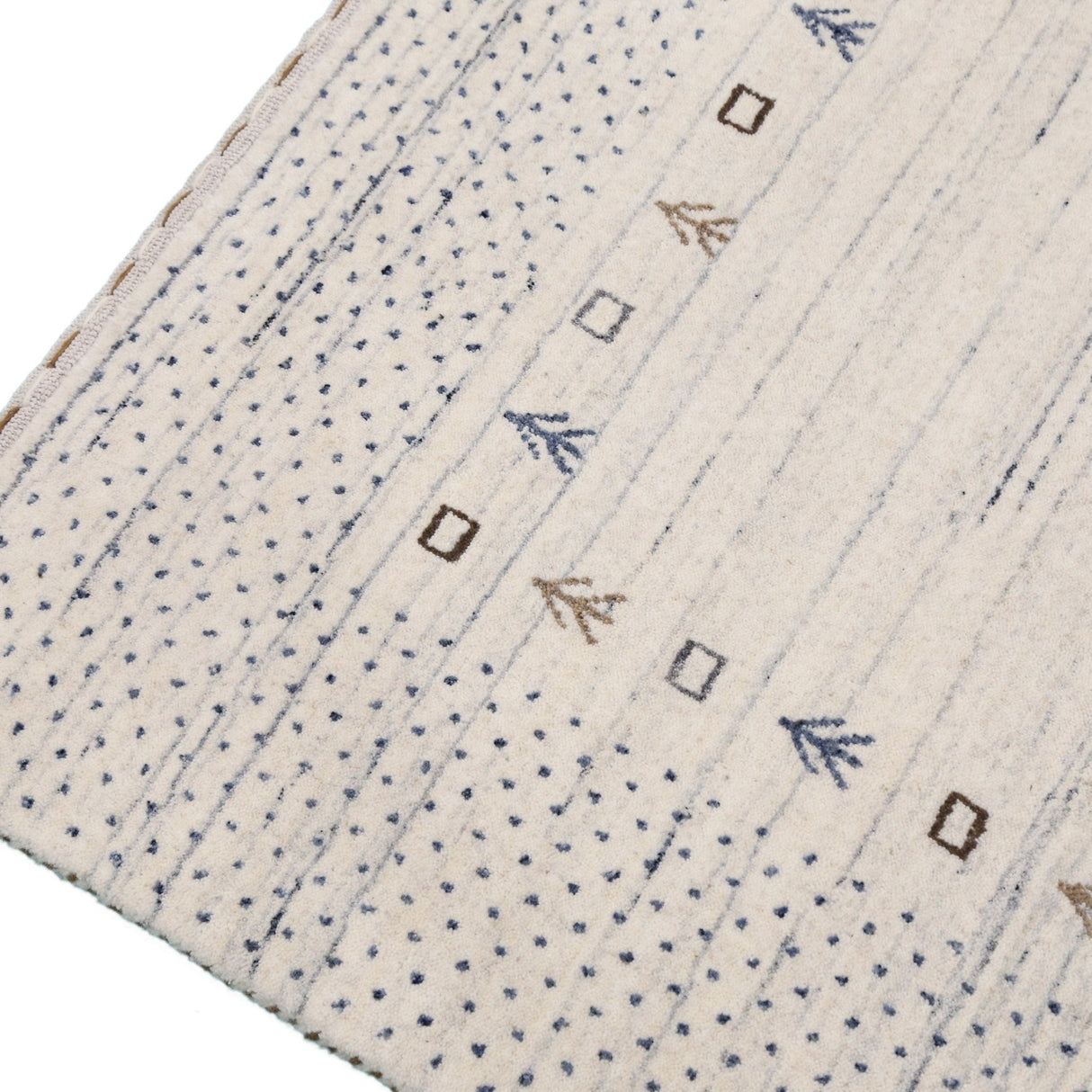 Ivory Contemporary Gabbeh Border Design Hand Loomed Wool Rug