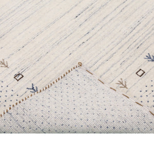 Ivory Contemporary Gabbeh Border Design Hand Loomed Wool Rug