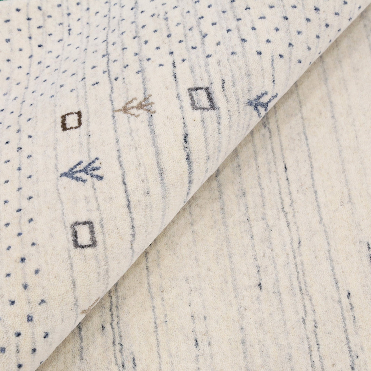 Ivory Contemporary Gabbeh Border Design Hand Loomed Wool Rug