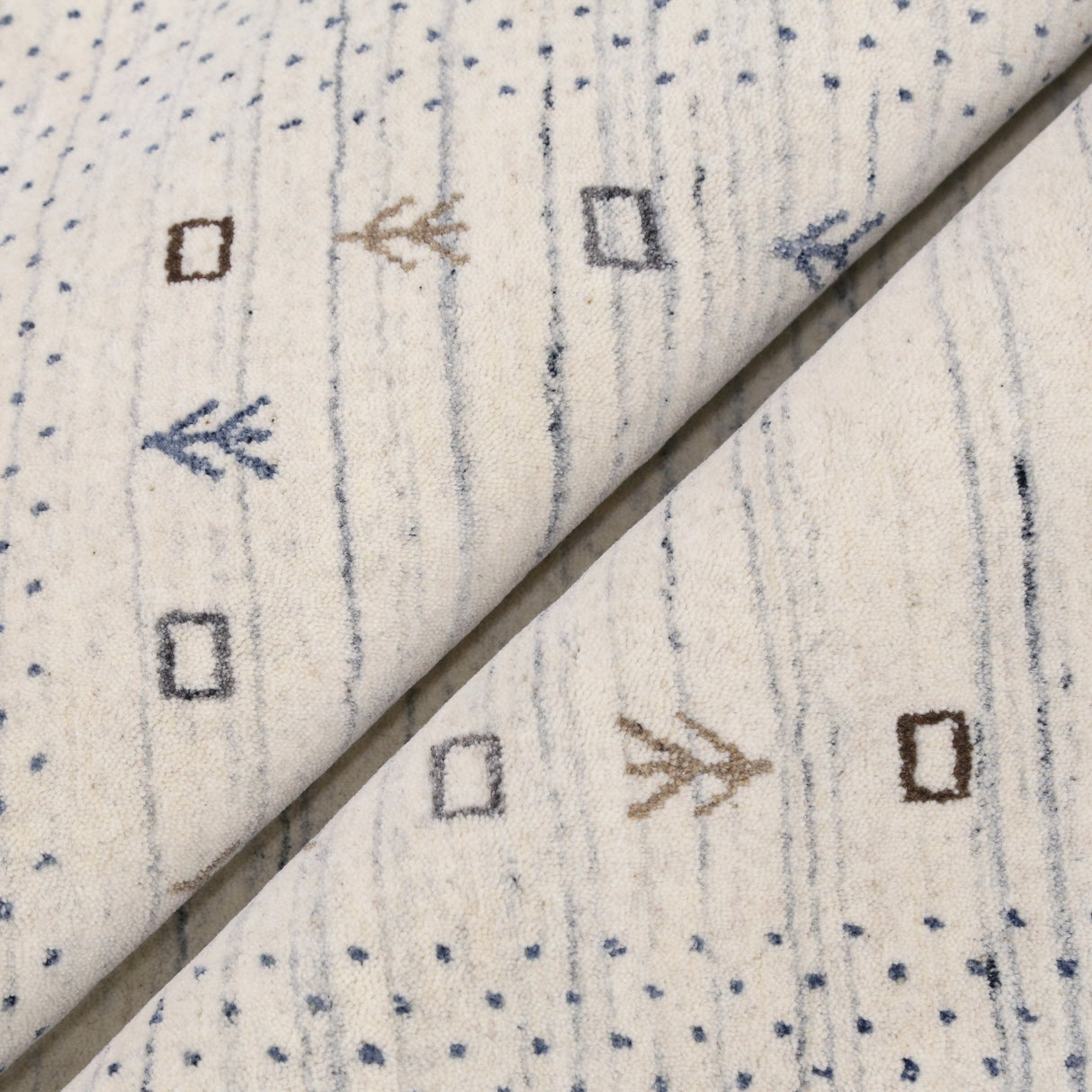 Ivory Contemporary Gabbeh Border Design Hand Loomed Wool Rug