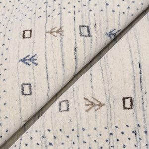 Ivory Contemporary Gabbeh Border Design Hand Loomed Wool Rug