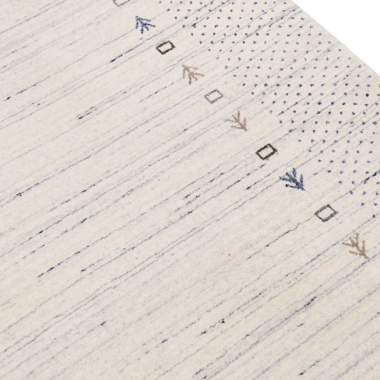 Ivory Contemporary Gabbeh Border Design Hand Loomed Wool Rug