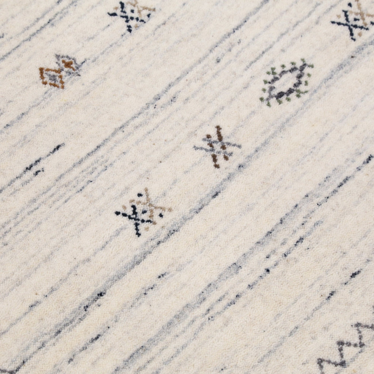 Ivory Modern Tribals Design Hand Loomed Wool Area Rug