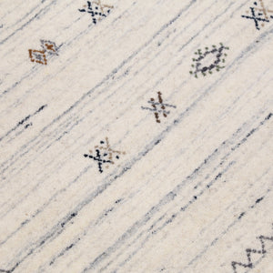 Ivory Modern Tribals Design Hand Loomed Wool Area Rug