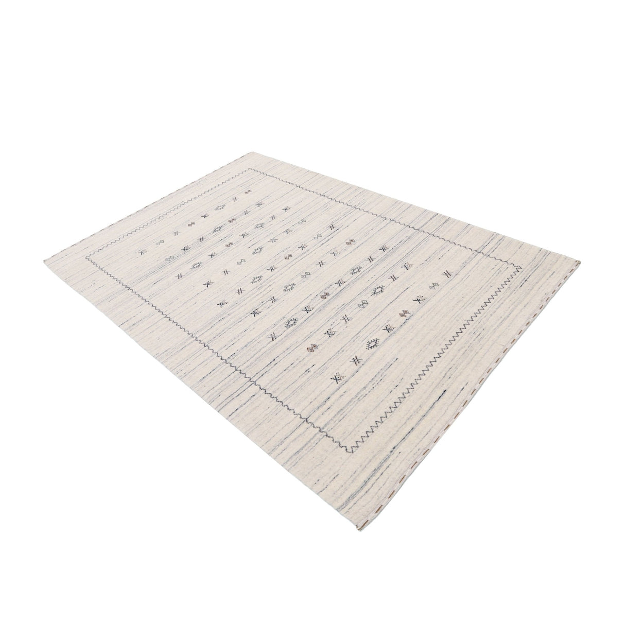 Ivory Modern Tribals Design Hand Loomed Wool Area Rug