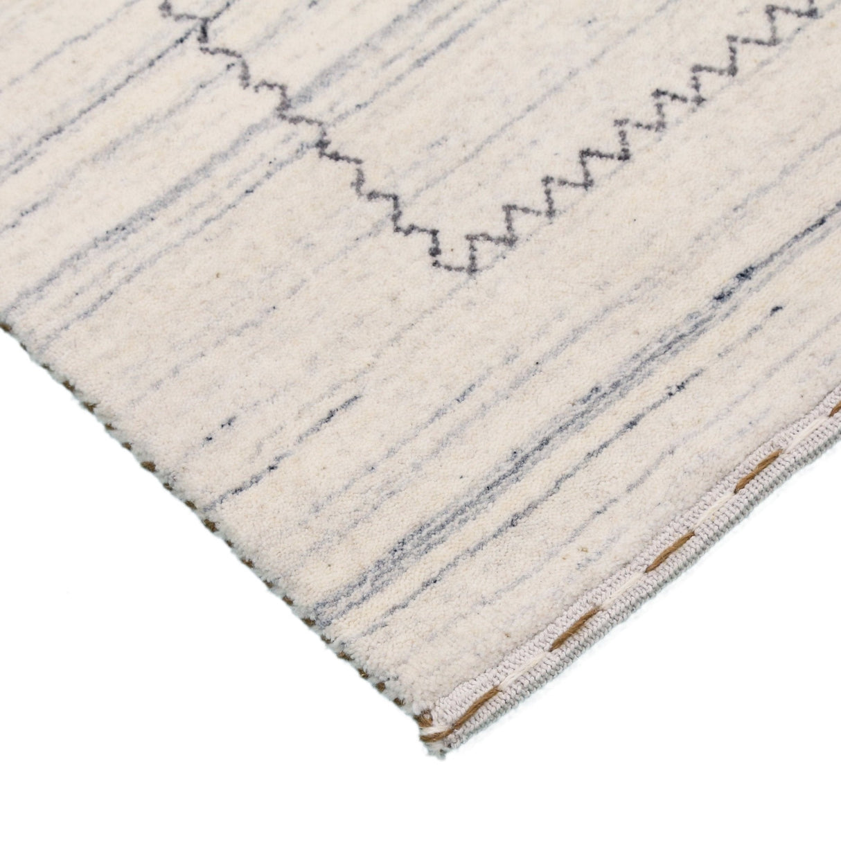 Ivory Modern Tribals Design Hand Loomed Wool Area Rug