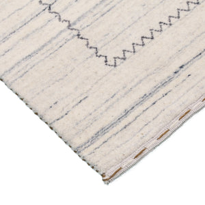 Ivory Modern Tribals Design Hand Loomed Wool Area Rug