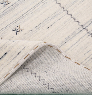 Ivory Modern Tribals Design Hand Loomed Wool Area Rug