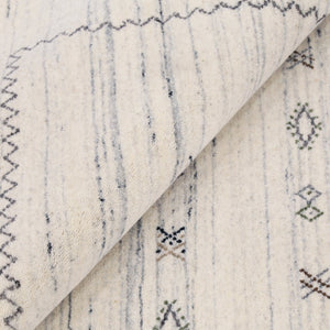 Ivory Modern Tribals Design Hand Loomed Wool Area Rug