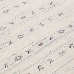 Ivory Modern Tribals Design Hand Loomed Wool Area Rug