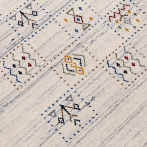 Ivory Tribal Design Hand Loomed Wool Area Rug