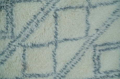 Ivory and Blue 4x6, 5x8 and 8x10 Moroccan Rug | White and Blue Wool Rug | TRD1713