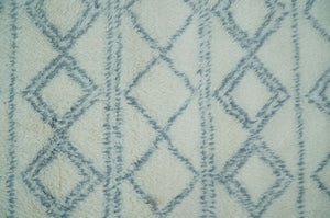 Ivory and Blue 4x6, 5x8 and 8x10 Moroccan Rug | White and Blue Wool Rug | TRD1713