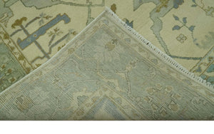Ivory and Blue 6x9 Hand Knotted Traditional Oriental Oushak wool area rug