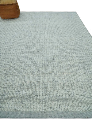 Ivory and Charcoal Traditional Abstract Hand Knotted 8x10 Wool Area Rug