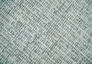 Ivory and Charcoal Traditional Abstract Hand Knotted 8x10 Wool Area Rug