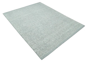 Ivory and Charcoal Traditional Abstract Hand Knotted 8x10 Wool Area Rug