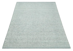 Ivory and Charcoal Traditional Abstract Hand Knotted 8x10 Wool Area Rug