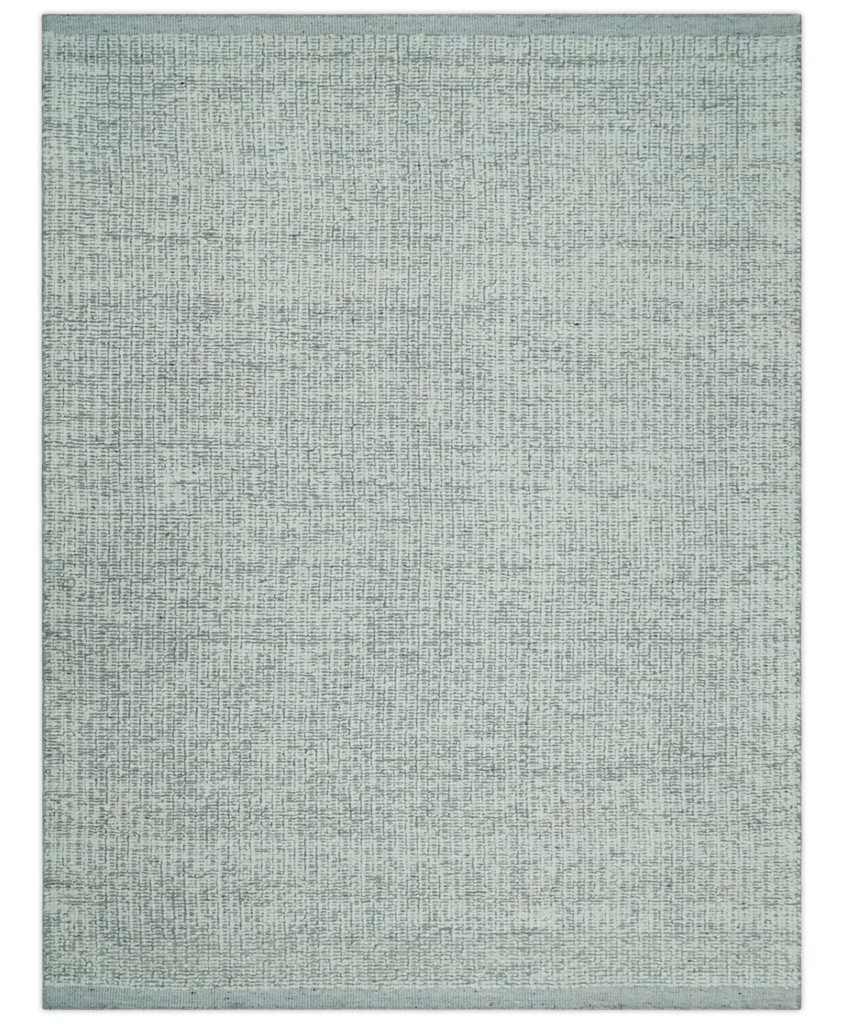 Ivory and Charcoal Traditional Abstract Hand Knotted 8x10 Wool Area Rug