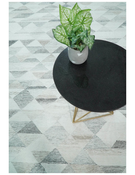 Ivory and Gray Boho Kilim Rug made with Fine Wool Blend | SE5