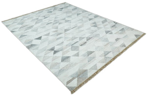 Ivory and Gray Boho Kilim Rug made with Fine Wool Blend | SE5