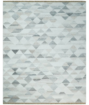 Ivory and Gray Boho Kilim Rug made with Fine Wool Blend | SE5
