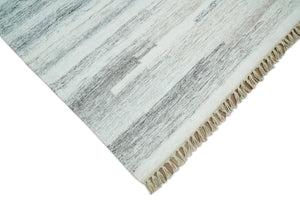 Ivory and Gray Kilim Rug made with fine wool and viscose | SE1