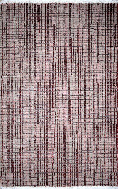 Ivory and Maroon Traditional Handmade Wool & Viscose 2x3 Area Rug | TRD140723
