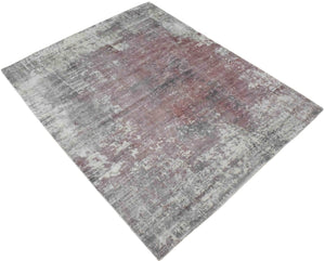 Ivory and Red Handmade Area Rug Made With Fine Viscose | Loop Pile