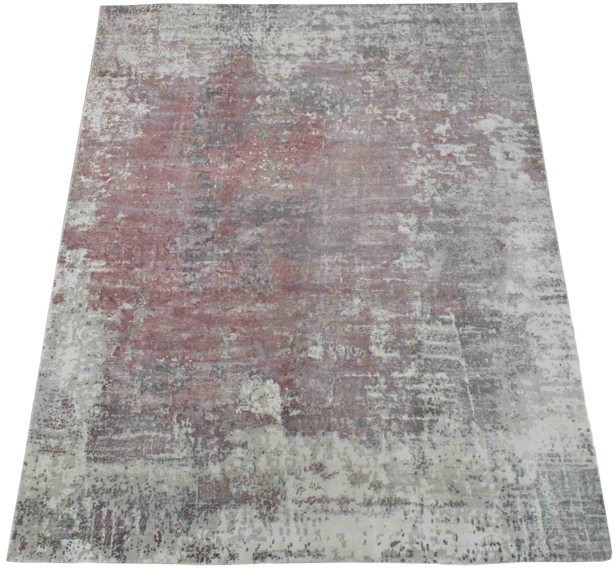 Ivory and Red Handmade Area Rug Made With Fine Viscose | Loop Pile
