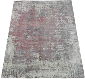 Ivory and Red Handmade Area Rug Made With Fine Viscose | Loop Pile