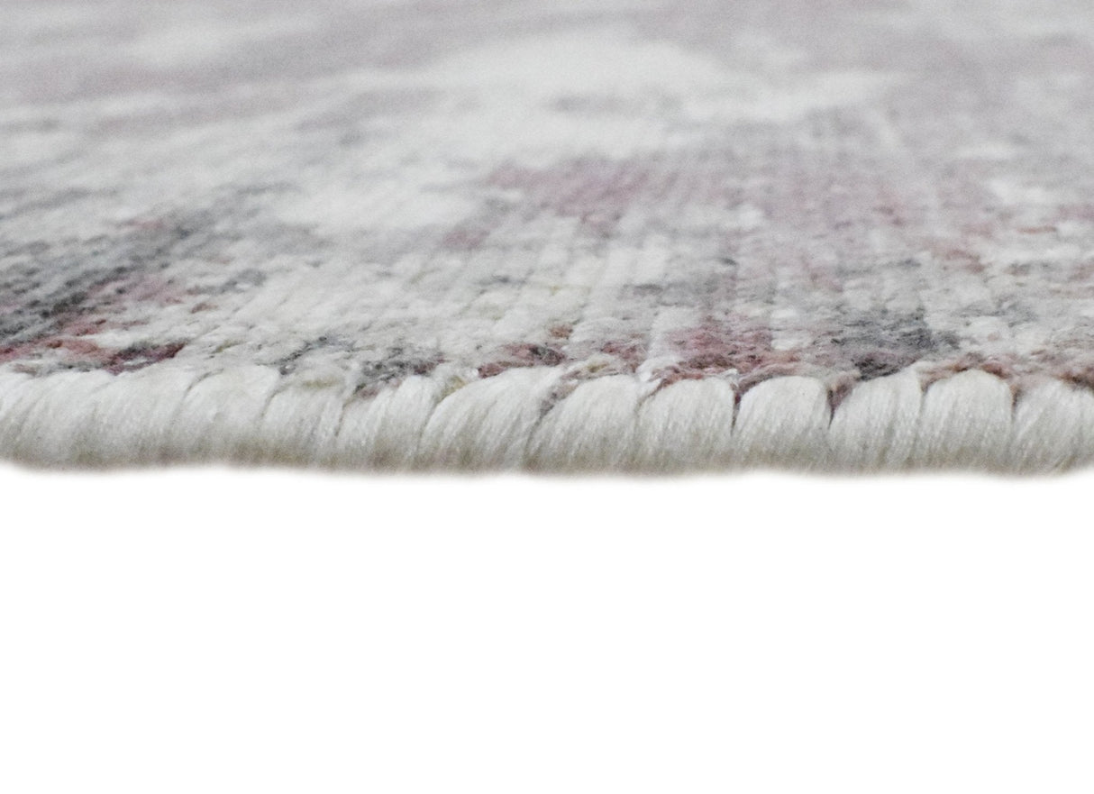 Ivory and Red Handmade Area Rug Made With Fine Viscose | Loop Pile