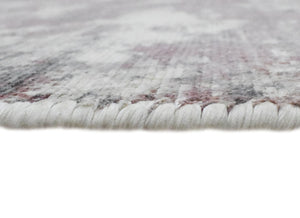 Ivory and Red Handmade Area Rug Made With Fine Viscose | Loop Pile