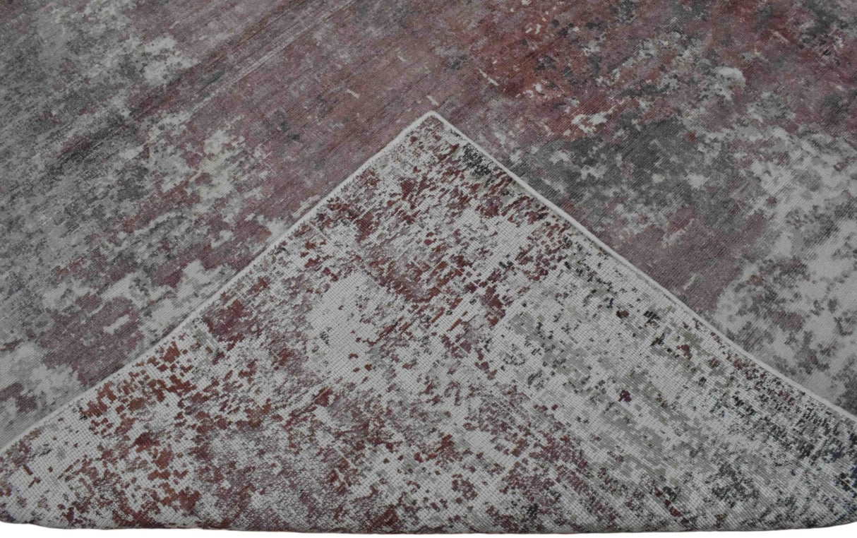Ivory and Red Handmade Area Rug Made With Fine Viscose | Loop Pile