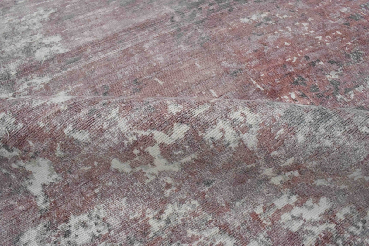 Ivory and Red Handmade Area Rug Made With Fine Viscose | Loop Pile