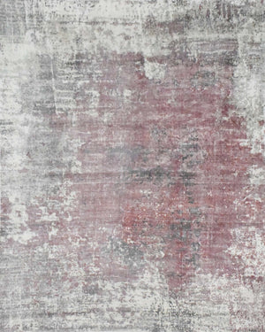 Ivory and Red Handmade Area Rug Made With Fine Viscose | Loop Pile