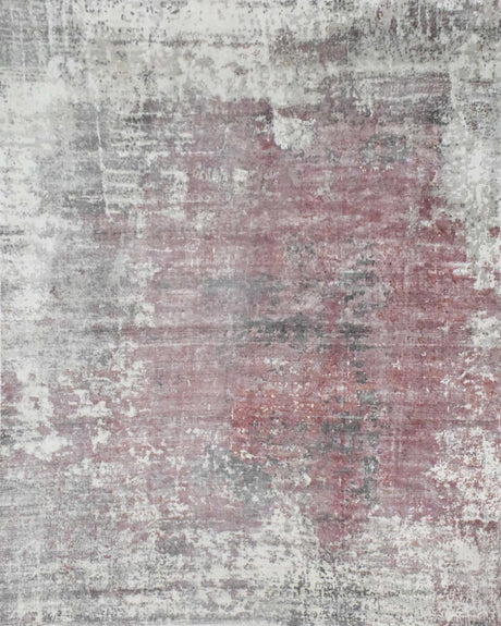 Ivory and Red Handmade Area Rug Made With Fine Viscose | Loop Pile