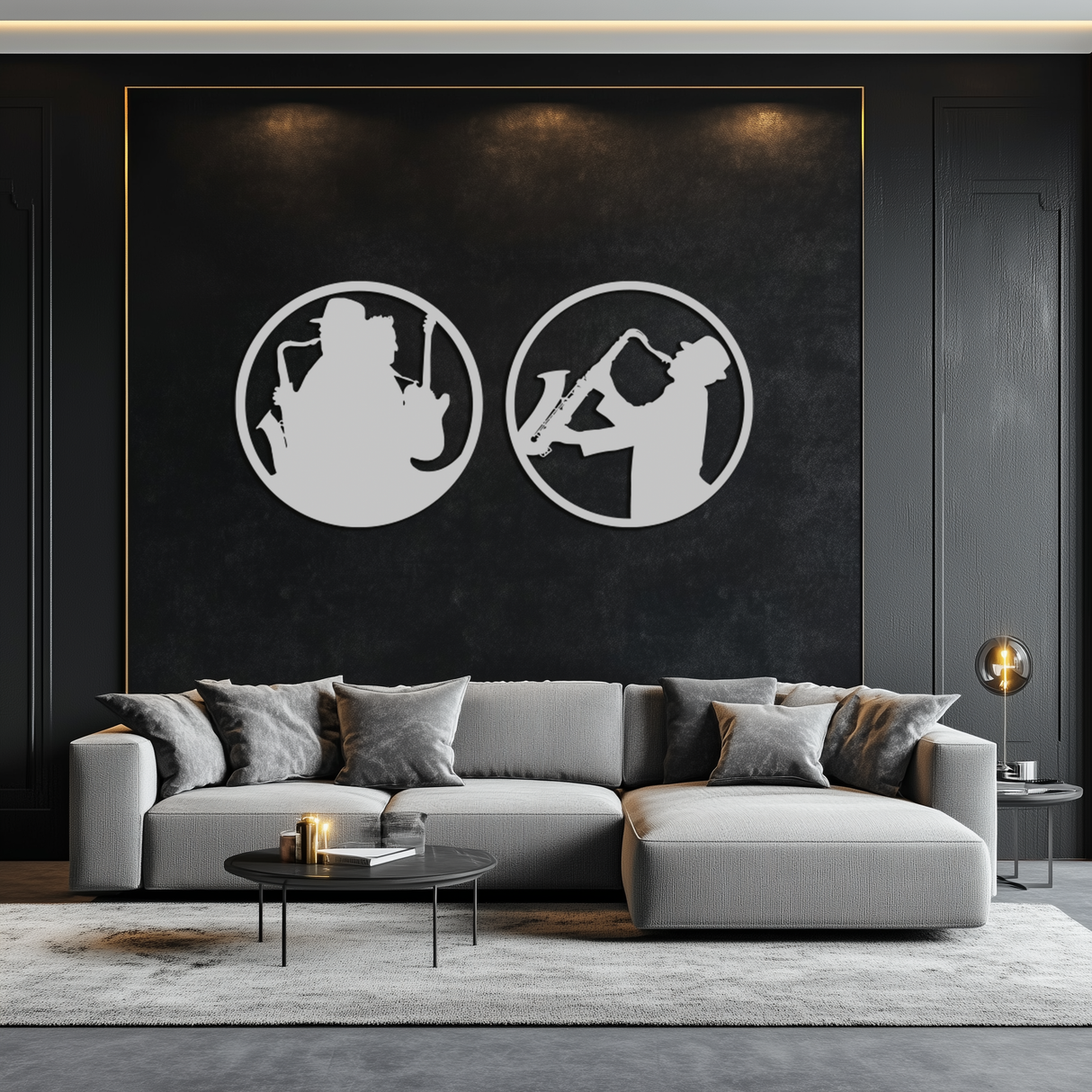 Jazz Musician Metal Wall Art - Set of 2 Steel Wall Decor Pieces - KAF038