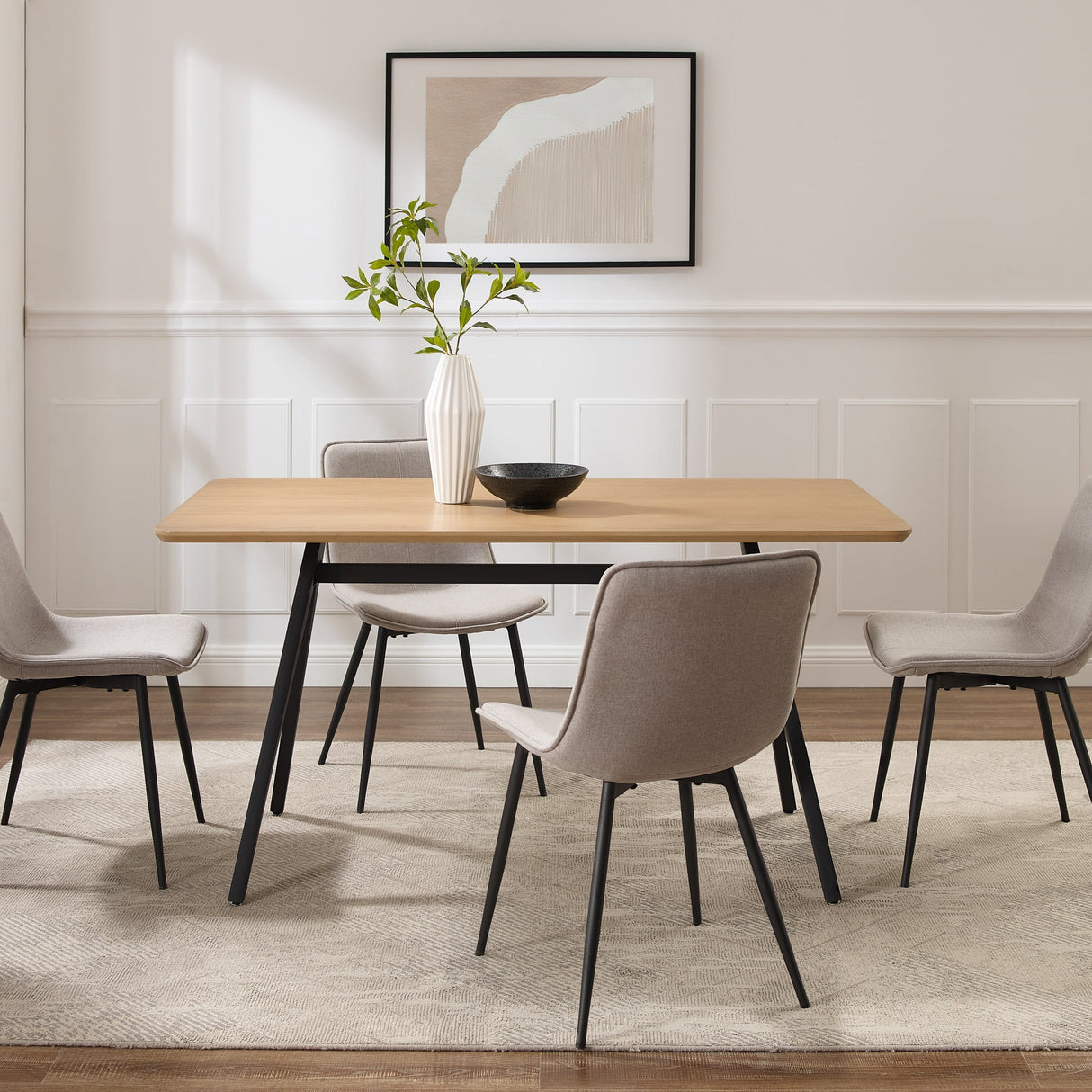 Juno Modern Industrial Veneer and Metal Dining Table