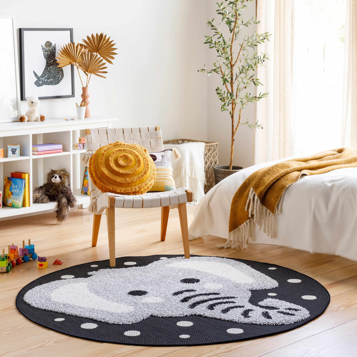 Kids Elephant Animal Print Nursery Area Rug